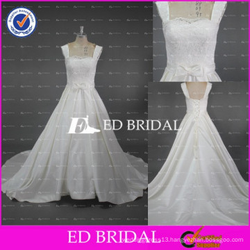 ED Bridal Elegant Lace Appliques Bow Belt Lace Up Ball Gown Satin Wedding Dress China